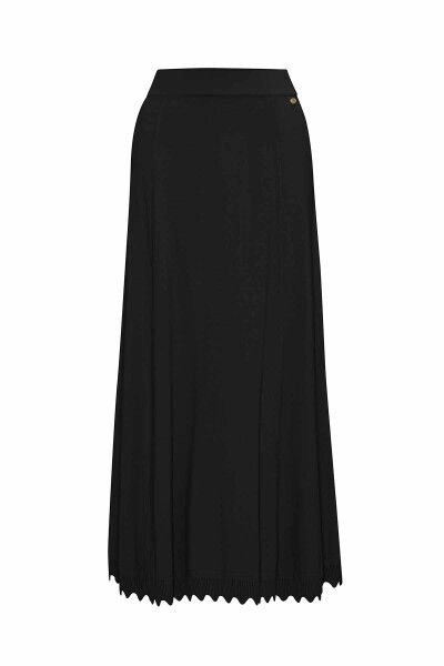 T25PF-2007 Etek Ucu Dilimli Triko Etek BLACK - 1