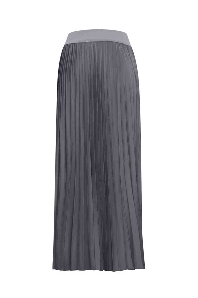 Düz Renk Plise Antrasit Etek - 2