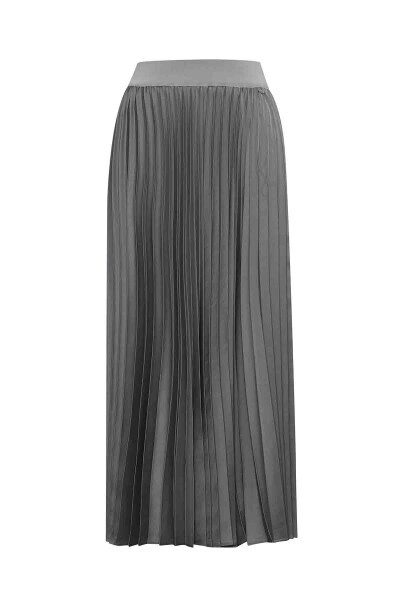 T25PF-2008 Düz Renk Plise Etek ANTHRACITE 