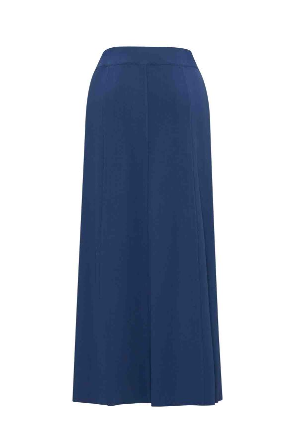 Denim Detaylı Önü Düğmeli Indigo Etek - 2