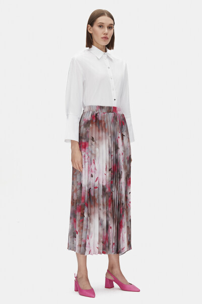 T25PF-2012 Desenli Plise Etek FUCHSIA - 2