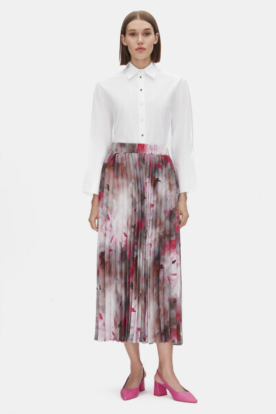 T25PF-2012 Desenli Plise Etek FUCHSIA 