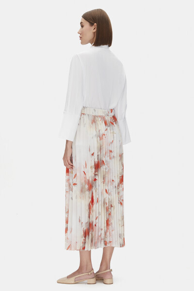 Desenli Plise Turuncu Etek - MISS DALIDA (1)