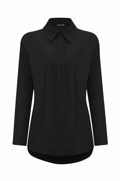 Düz Renk Poplin Siyah Gömlek 