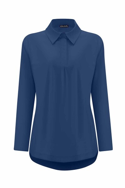 T25PF-3001 Düz Renk Poplin Gömlek İNDİGO - 1