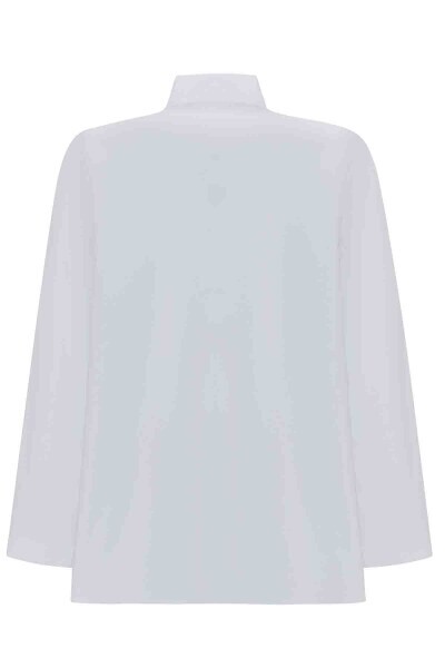 White Poplin Shirt with Zipper Collar - 2