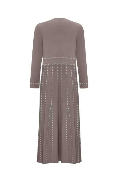 Örgü Teknikli Triko Vizon Elbise - 2