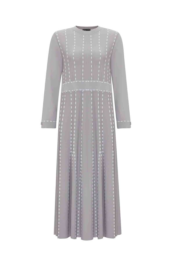 T25PF-4001 Örgü Teknikli Triko Elbise 1099-DARK GREY - 1