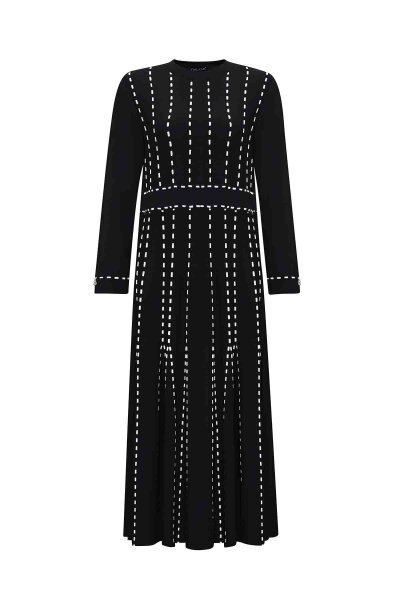 T25PF-4001 Örgü Teknikli Triko Elbise BLACK 