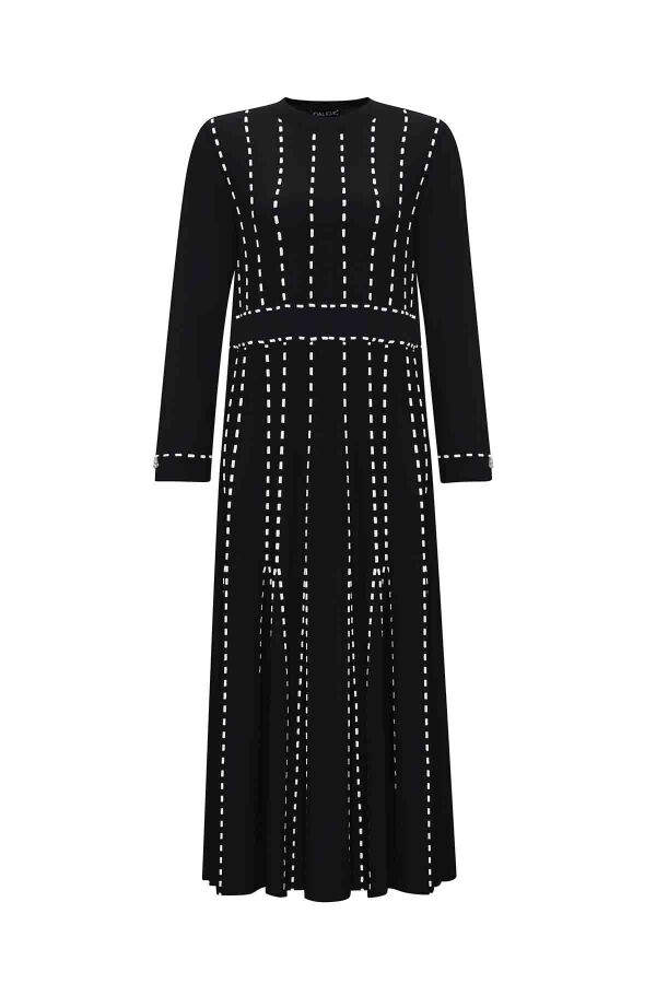 T25PF-4001 Örgü Teknikli Triko Elbise BLACK - 1