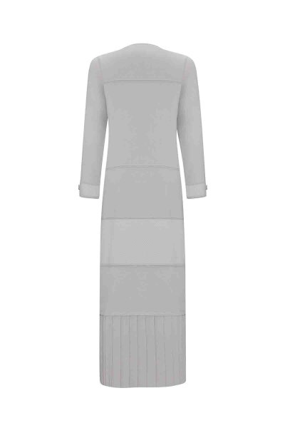 V Yaka Triko Gri Elbise - 2
