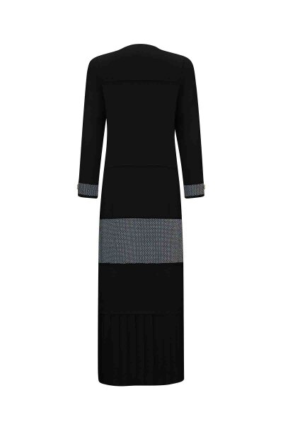 T25PF-4002 V Yaka Triko Elbise BLACK - 2