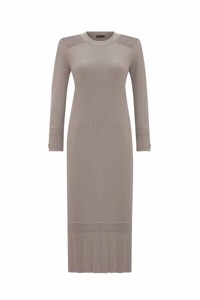 Fitilli Triko Vizon Elbise - 1