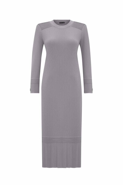Fitilli Triko Gri Elbise 