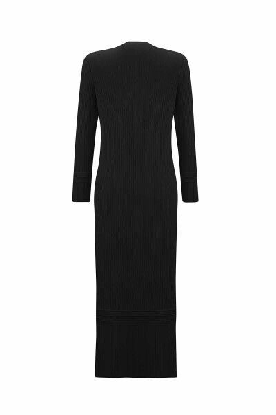 Fitilli Triko Siyah Elbise - 2
