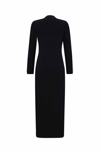 Round Neck Ribbed Detail Dress - 2