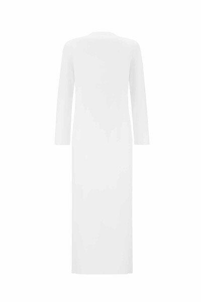 T25PF-4007 Düz Renk Triko Elbise 1012-ECRU - 2