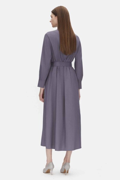 T25PF-4008 Gömlek Yaka Cepli Kumaş Elbise BULLET - 2