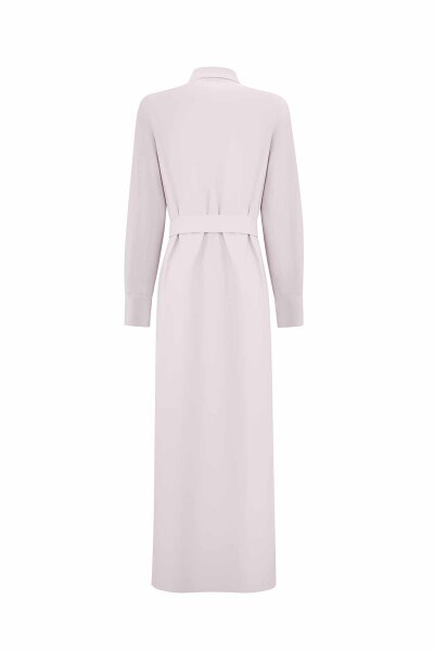 Gömlek Yaka Cepli Kumaş Stone Elbise - 2