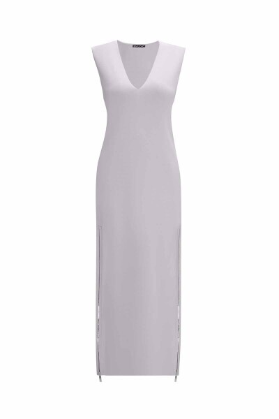 V Neck Zipper Detailed Knit Dress - MISS DALIDA