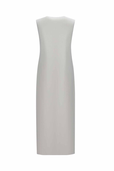T25PF-4009 V Yaka Fermuar Detaylı Triko Elbise 1499-SMOKE - MISS DALIDA (1)