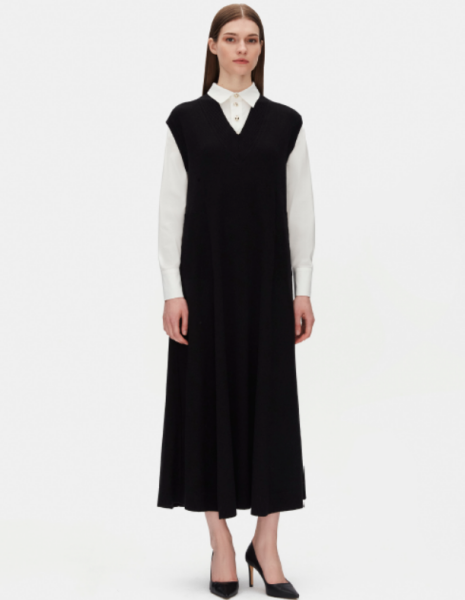 V Neck Knitted Sleeveless Dress 