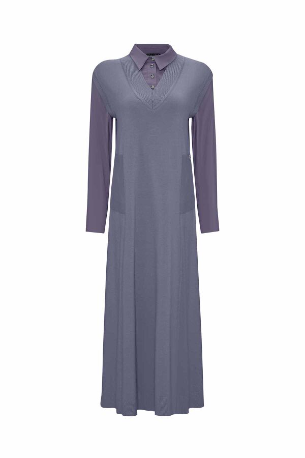 V Neck Knitted Sleeveless Dress - 2