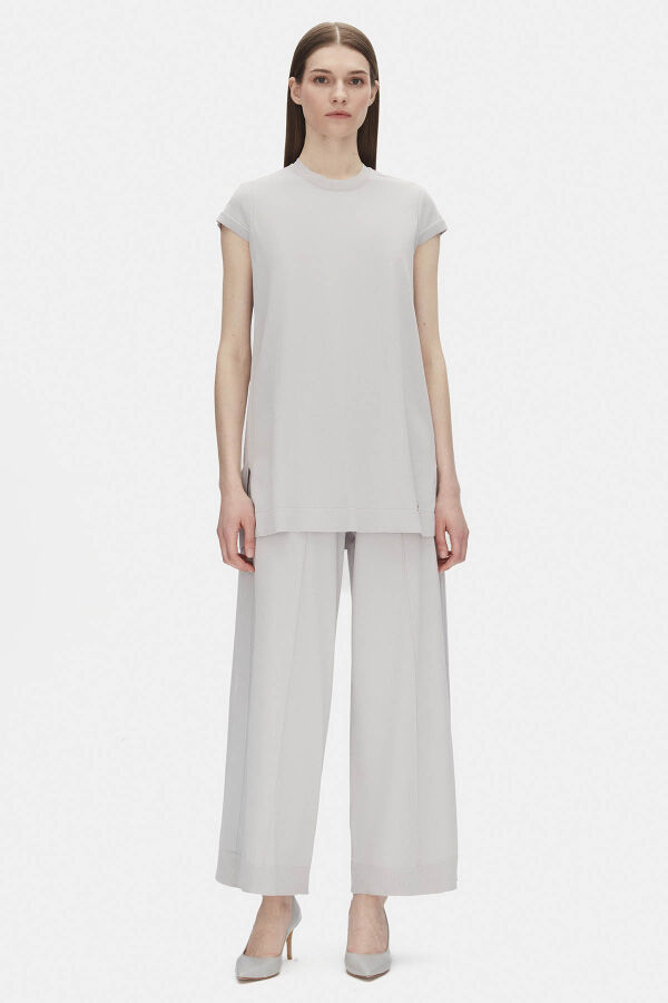 Kolsuz Basic Triko Gri Tunik - 1