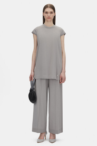 T25PF-6000 Kolsuz Basic Triko Tunik 1381-DARK GREY - 1