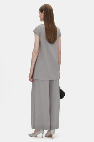 Kolsuz Basic Triko Gri Koyu Tunik - 2