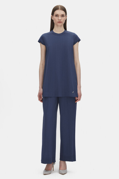 Kolsuz Basic Triko Lacivert Tunik - 1