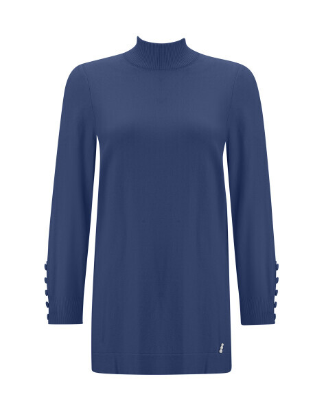 T25PF-6001 Uzun Kollu Triko Tunik 1361-INDIGO 
