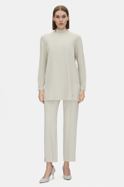 Uzun Kollu Triko Koyu Gri Tunik - 22