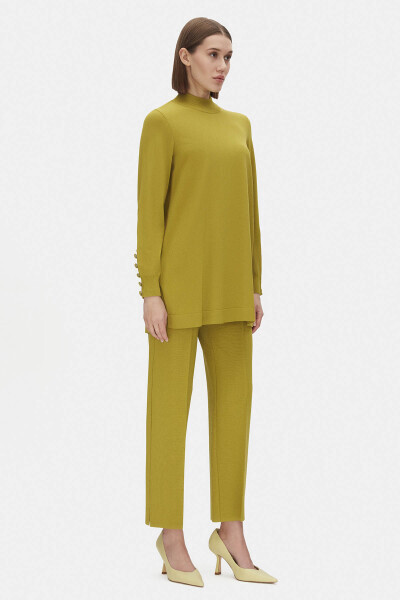 T25PF-6001 Uzun Kollu Triko Tunik 1516-OLİVE - 2