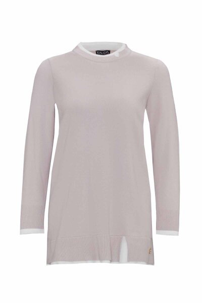 T25PF-6002 Yakası Yırtmaçlı Triko Tunik STONE 