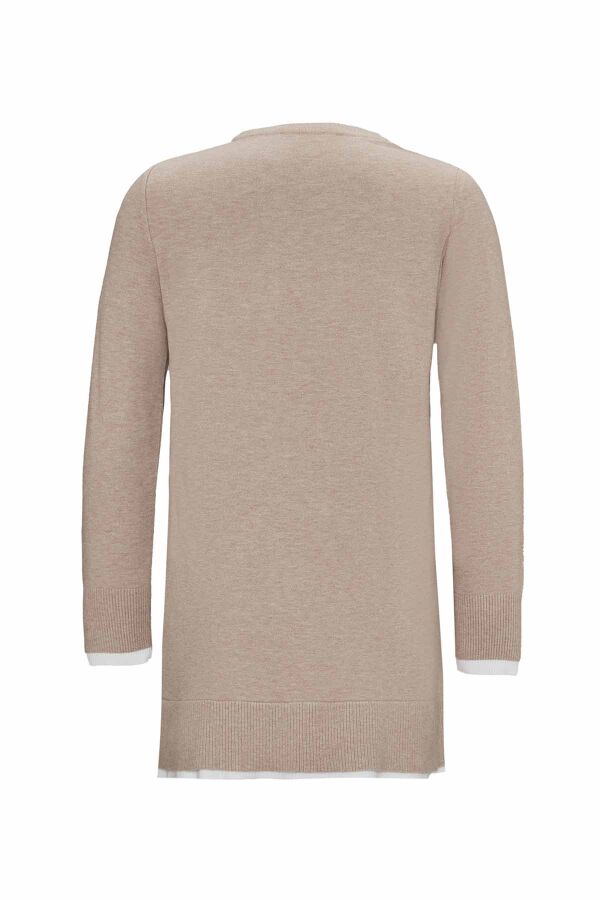 T25PF-6002 Yakası Yırtmaçlı Triko Tunik VİZON - 2