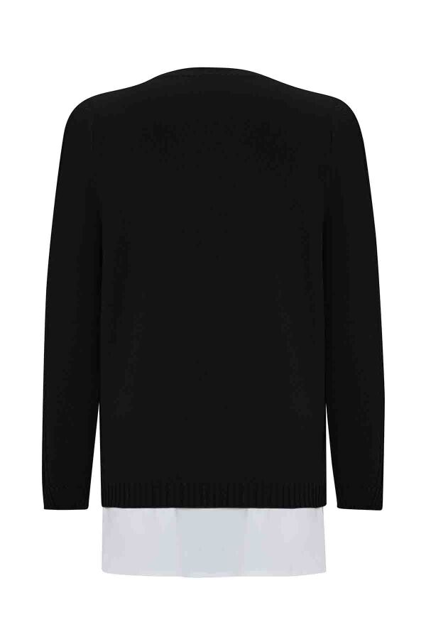 T25PF-6003 Saç Örgü Detaylı Triko Tunik BLACK - 2