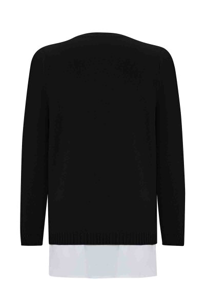 Saç Örgü Detaylı Triko Siyah Tunik - 2