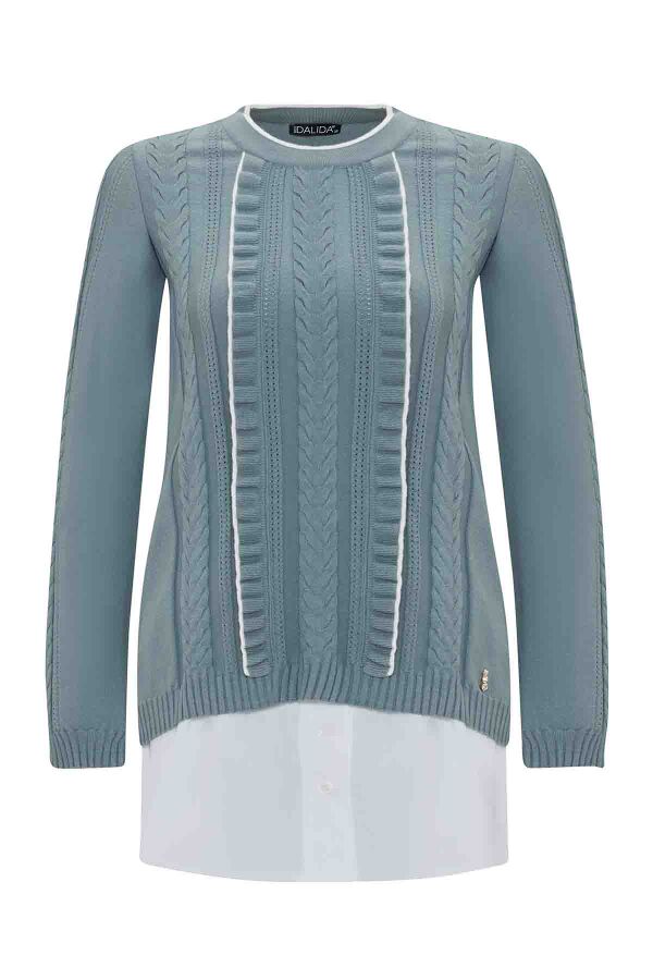 Saç Örgü Detaylı Triko Çağla Tunik - 1