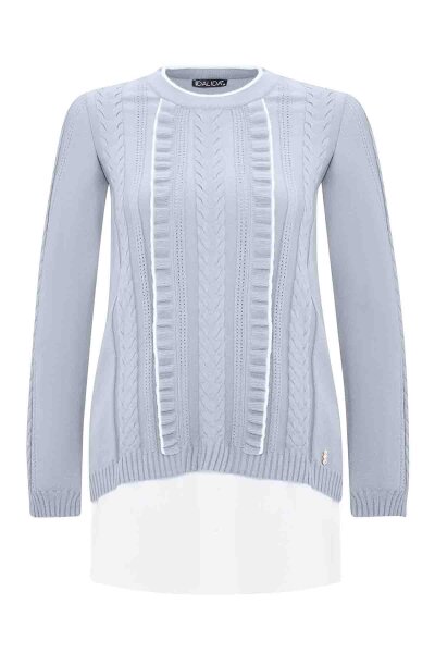 T25PF-6003 Saç Örgü Detaylı Triko Tunik GREY - 1