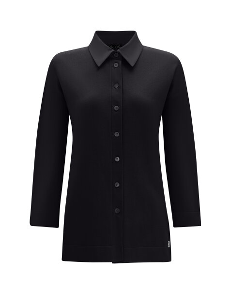 T25PF-6004 Gömlek Yaka Triko Tunik BLACK - MISS DALIDA