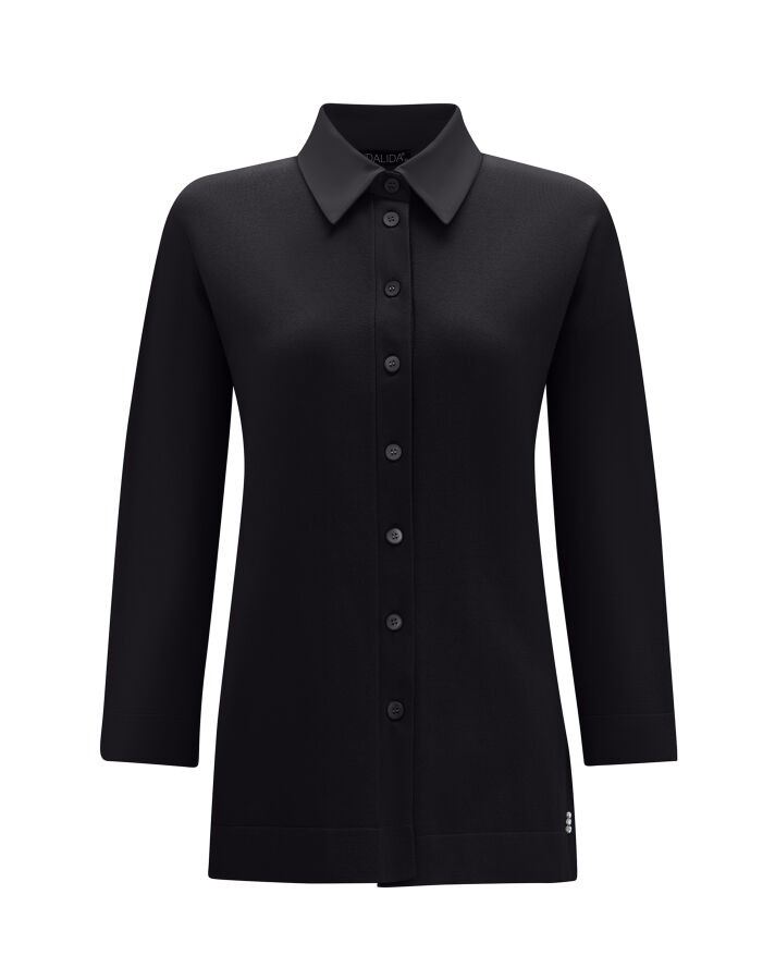T25PF-6004 Gömlek Yaka Triko Tunik BLACK - 1