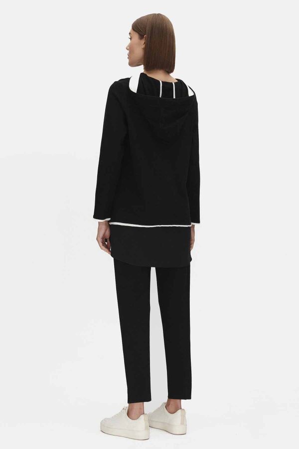 T25PF-6005 Kapüşonlu Triko Tunik BLACK - 2