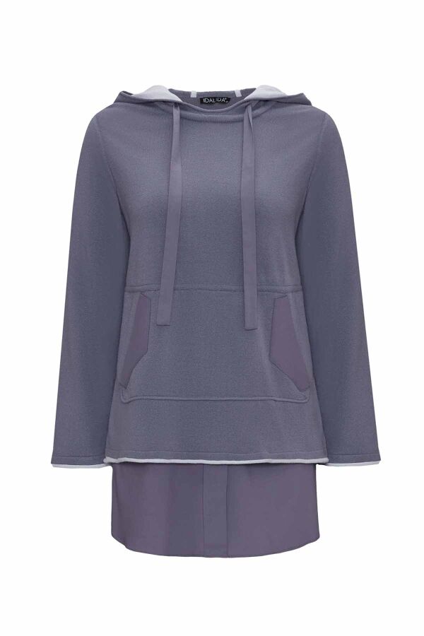 T25PF-6005 Kapüşonlu Triko Tunik BULLET - 1