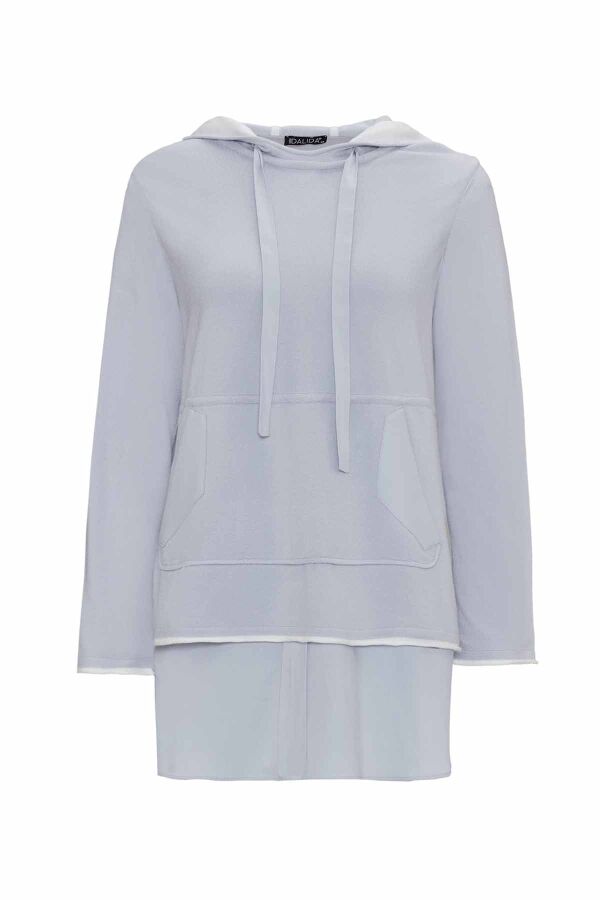 T25PF-6005 Kapüşonlu Triko Tunik GREY - 1