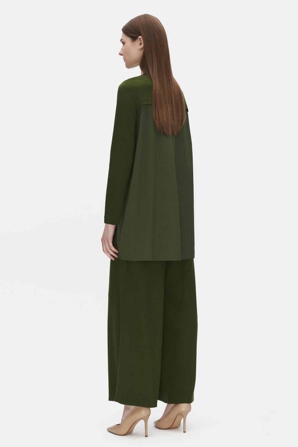 Poplin Cepli Triko Yeşil Tunik - 2