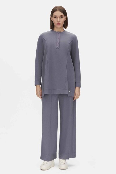T25PF-6007 Yakası Düğmeli Triko Tunik BULLET 