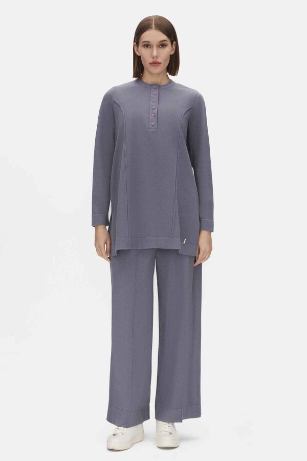 T25PF-6007 Yakası Düğmeli Triko Tunik BULLET - 1