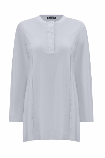 T25PF-6007 Yakası Düğmeli Triko Tunik GREY - 1