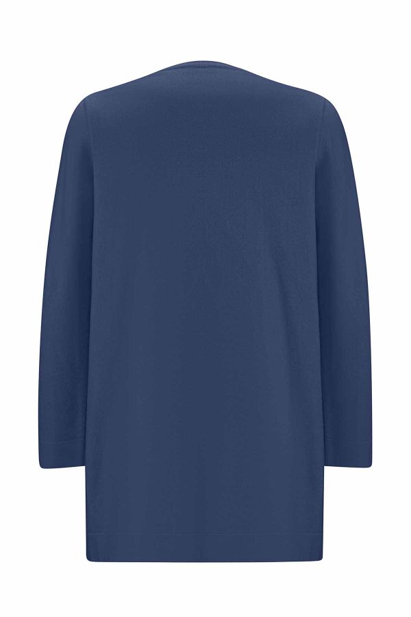 T25PF-6007 Yakası Düğmeli Triko Tunik İNDİGO - 2